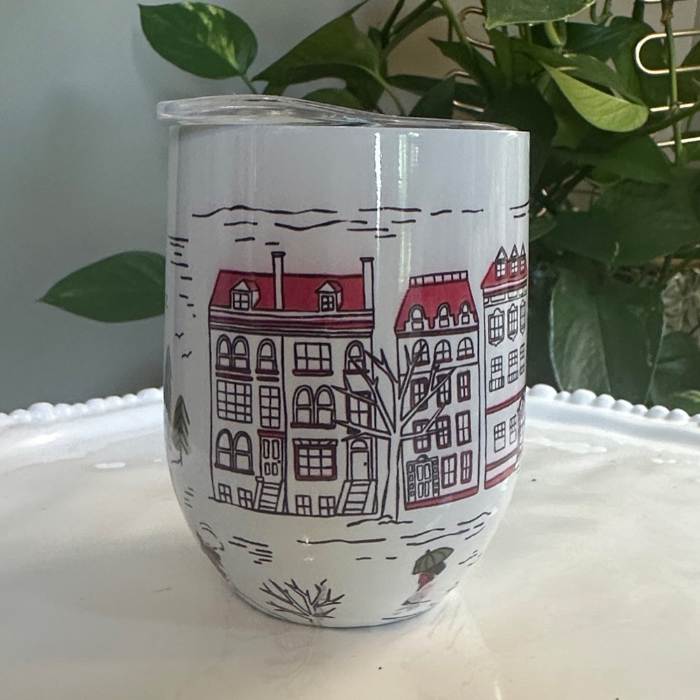 Anthropologie Molly Hatch for Steel Mill Wine Tumbler with Red and Green Accents - Picture 4 of 13
